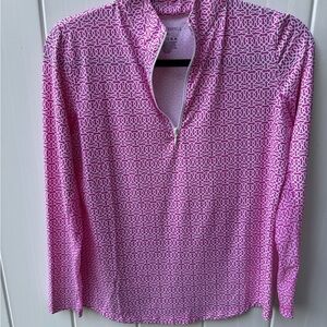 G LIFESTYLE 
Hot Pink & White 
Greek Key Pattern
Ladies Golf Shirt